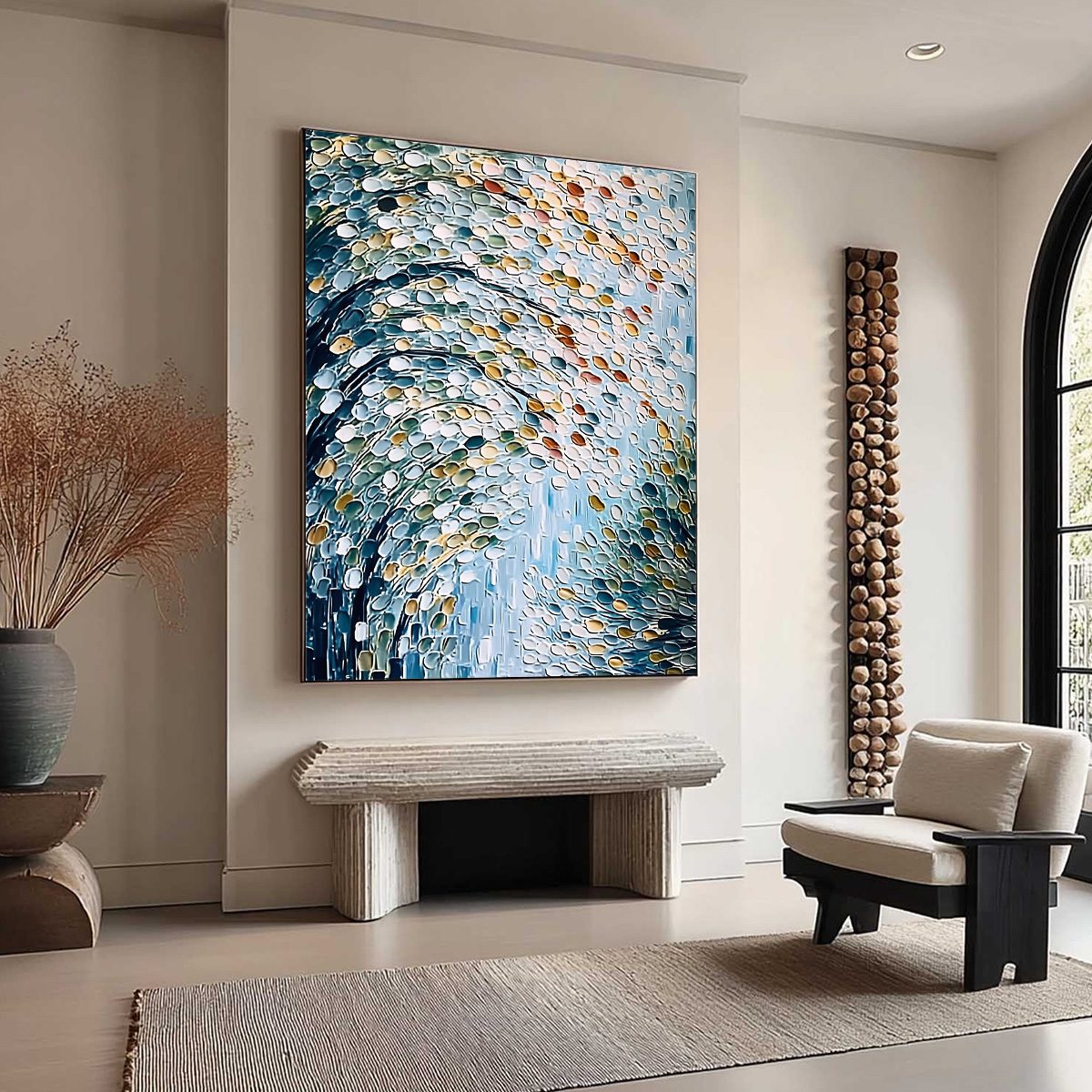 CASCADING PETALS: Heavy Texture Abstract Tree Impasto Painting