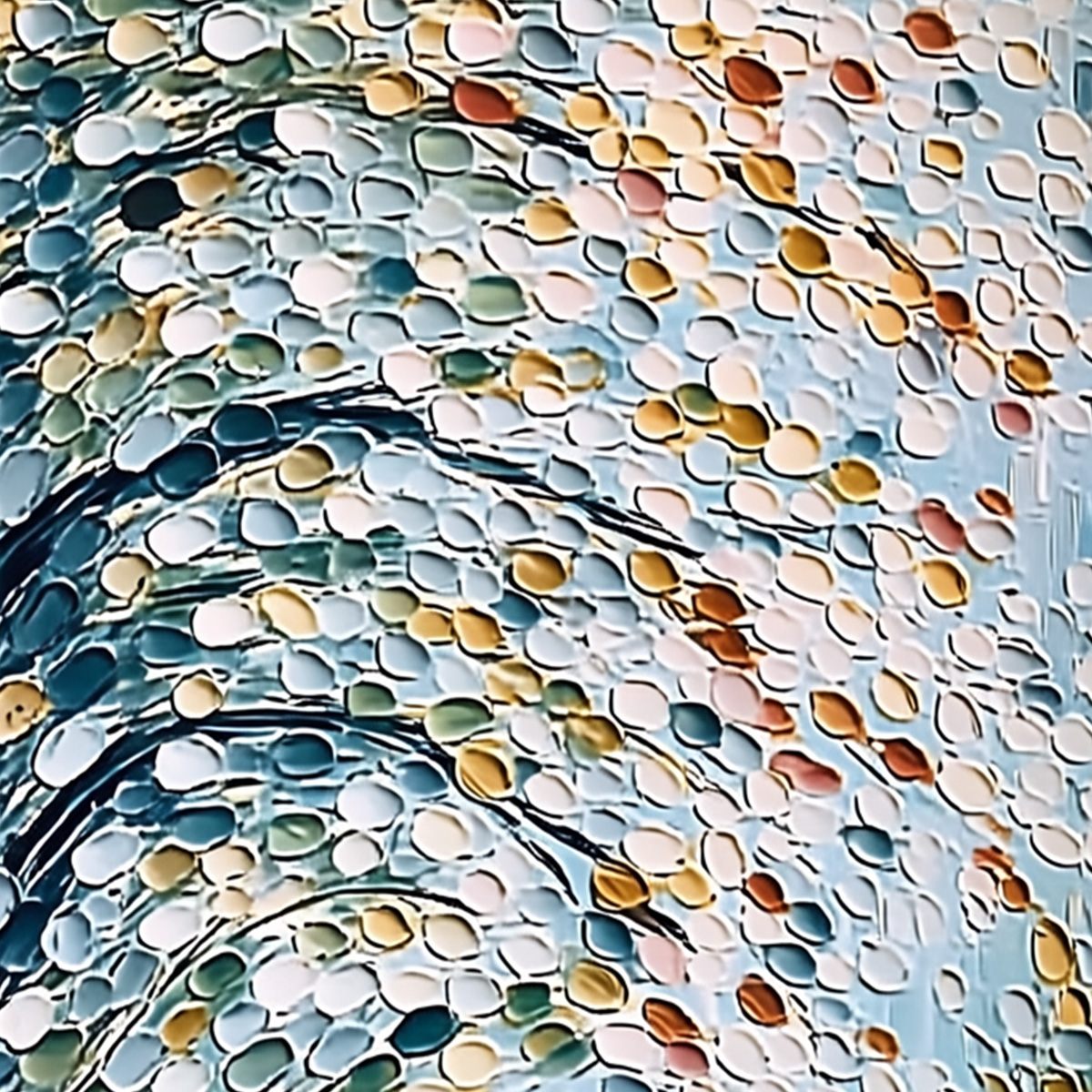 CASCADING PETALS: Heavy Texture Abstract Tree Impasto Painting