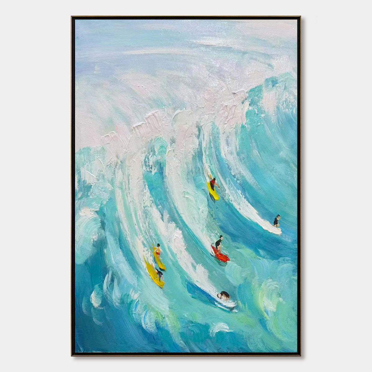 Ready to Ship ｜Catching the Wave: Vertical Surfer Ocean Painting