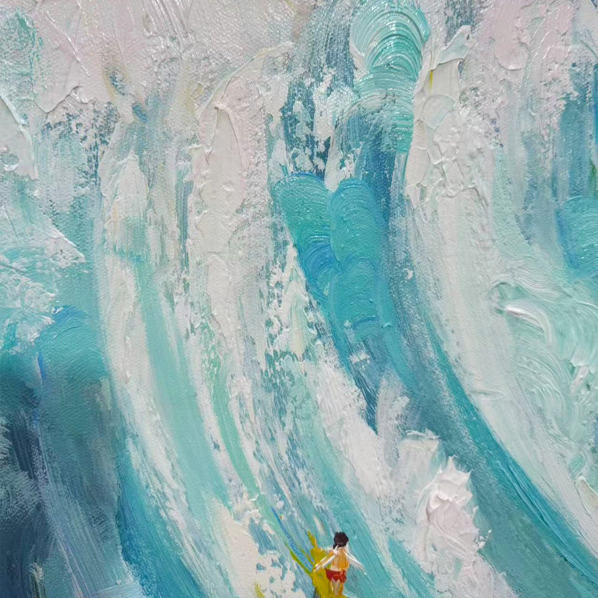 Ready to Ship ｜Catching the Wave: Vertical Surfer Ocean Painting