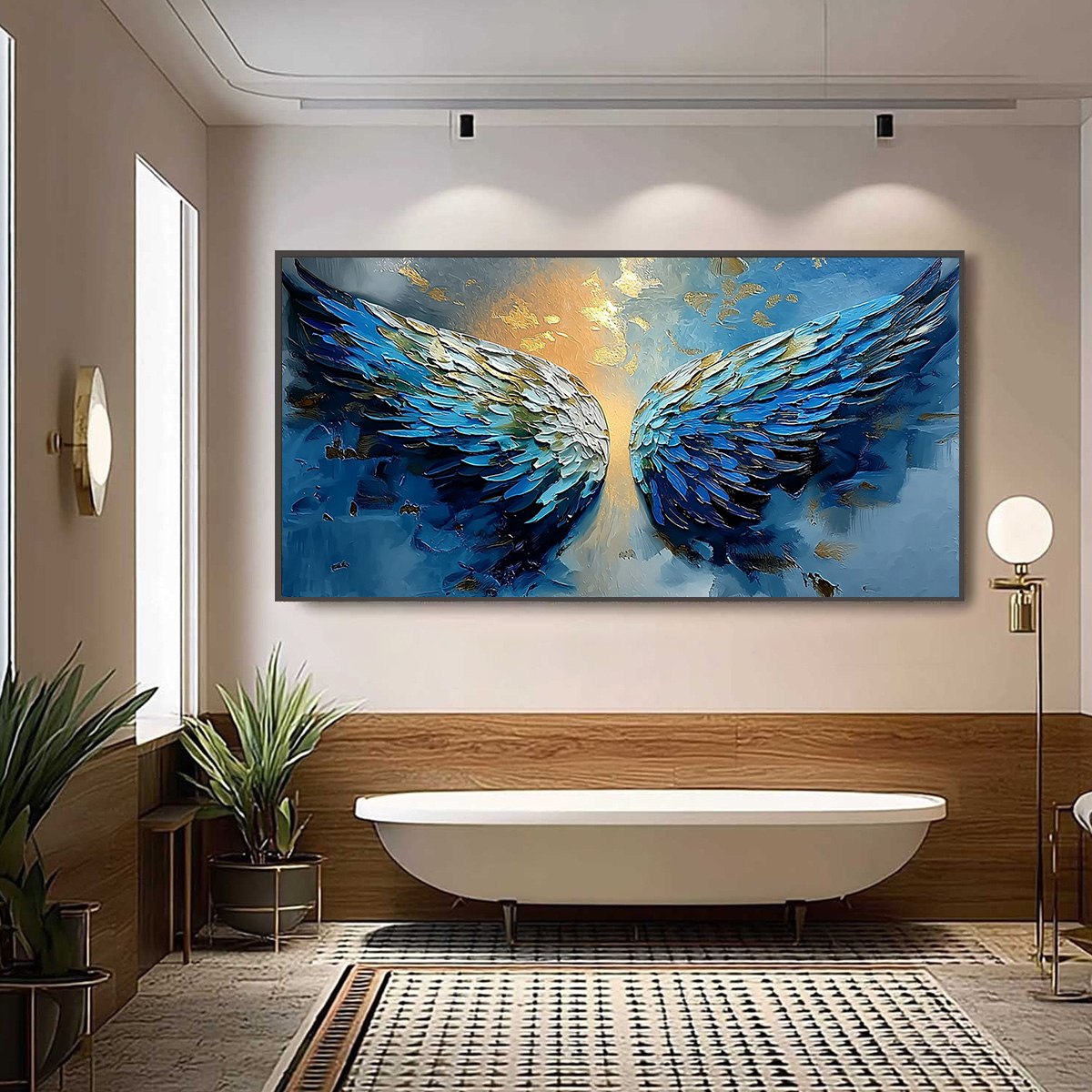 CELESTIAL ASCENSION: Textured Abstract Angel Wings Painting with Gold Leaf