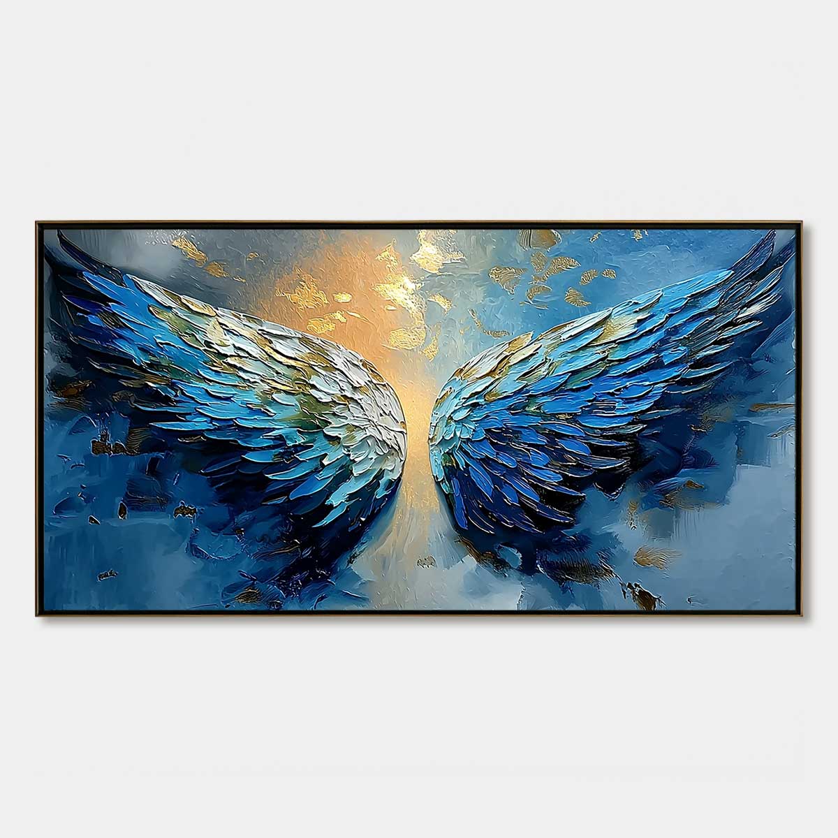 CELESTIAL ASCENSION: Textured Abstract Angel Wings Painting with Gold Leaf