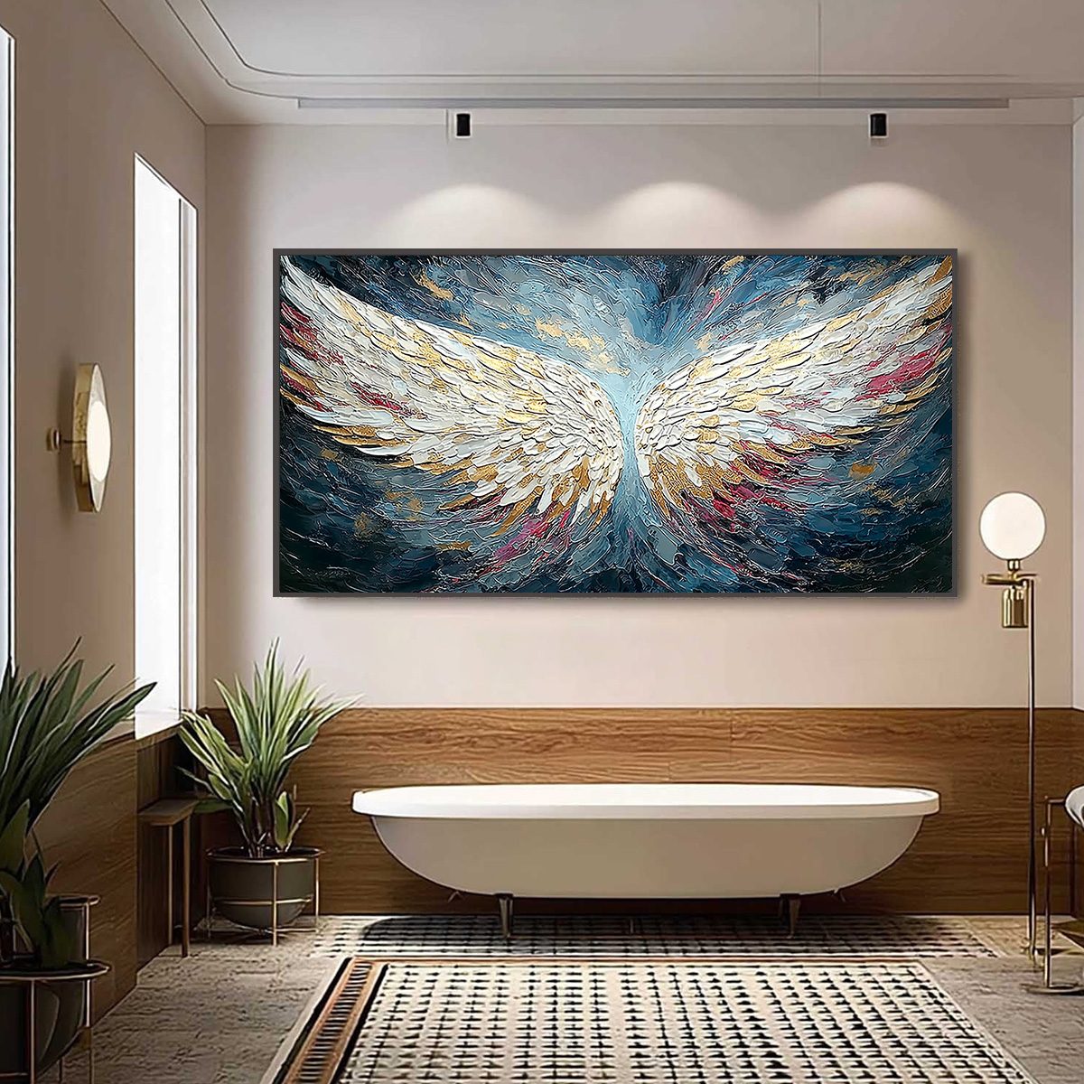 CELESTIAL ASCENT: Heavily Textured Abstract Angel Wings Oil Painting