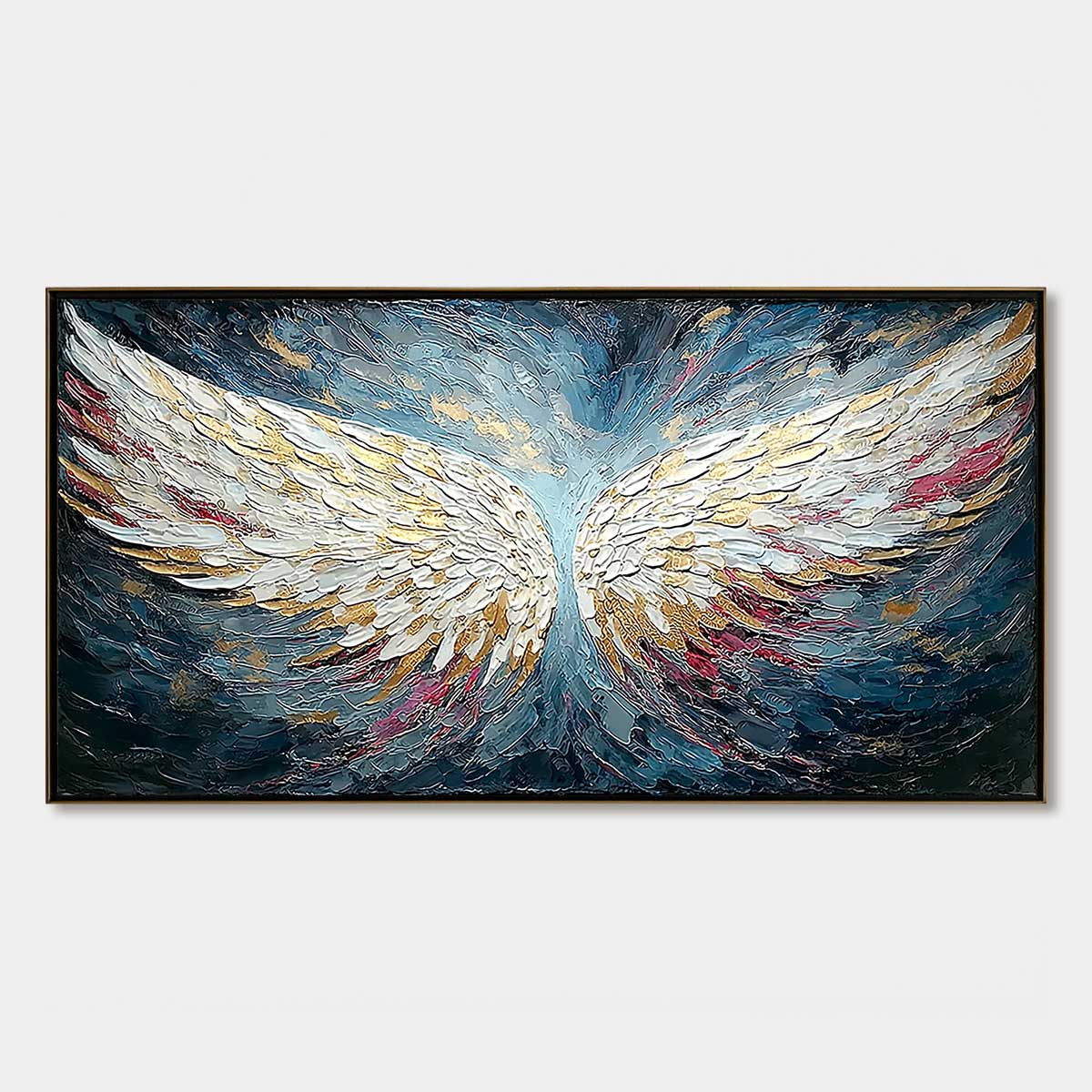 CELESTIAL ASCENT: Heavily Textured Abstract Angel Wings Oil Painting