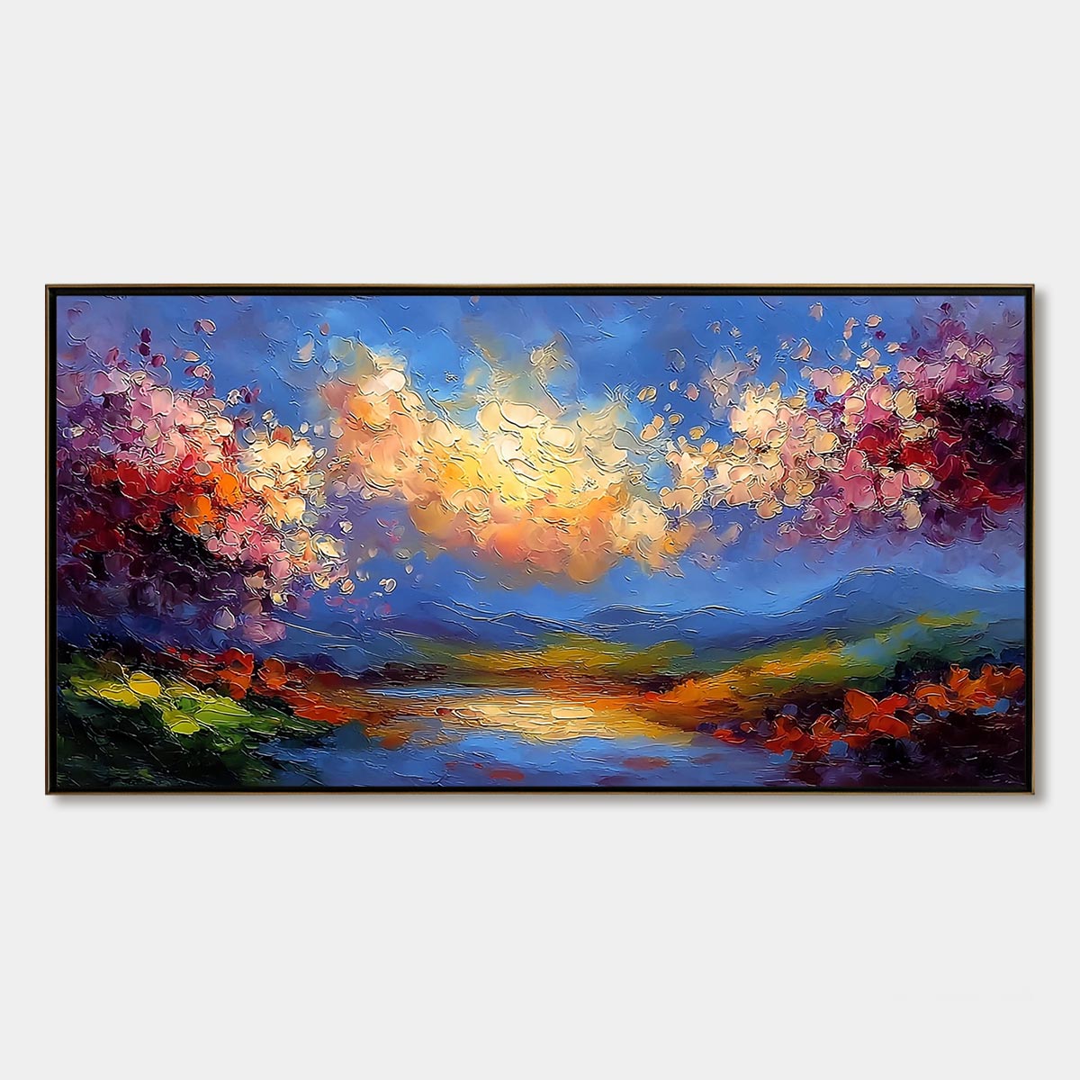 CELESTIAL BLOOM: Textured Abstract Floral Landscape Oil Painting