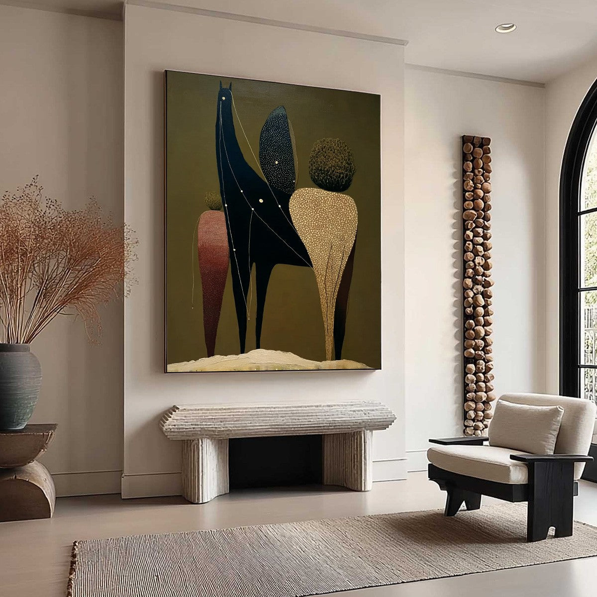 CELESTIAL CARAVAN: Abstract Figurative Painting with Earthy Tones