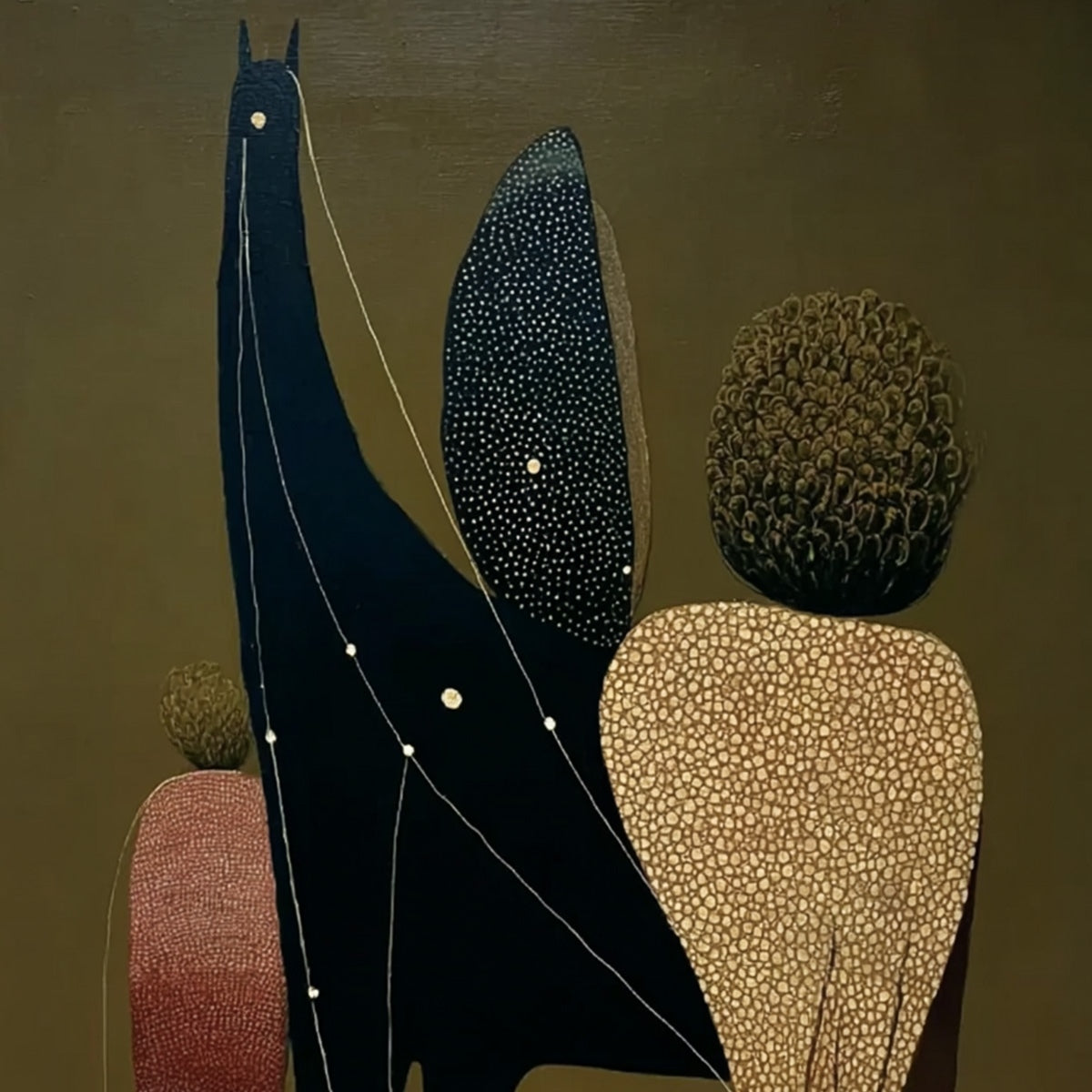 CELESTIAL CARAVAN: Abstract Figurative Painting with Earthy Tones