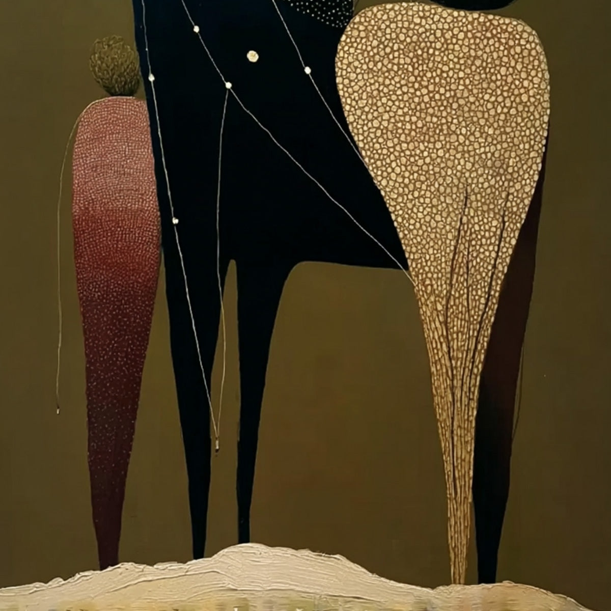 CELESTIAL CARAVAN: Abstract Figurative Painting with Earthy Tones