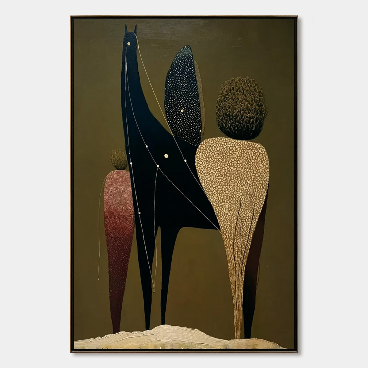 CELESTIAL CARAVAN: Abstract Figurative Painting with Earthy Tones