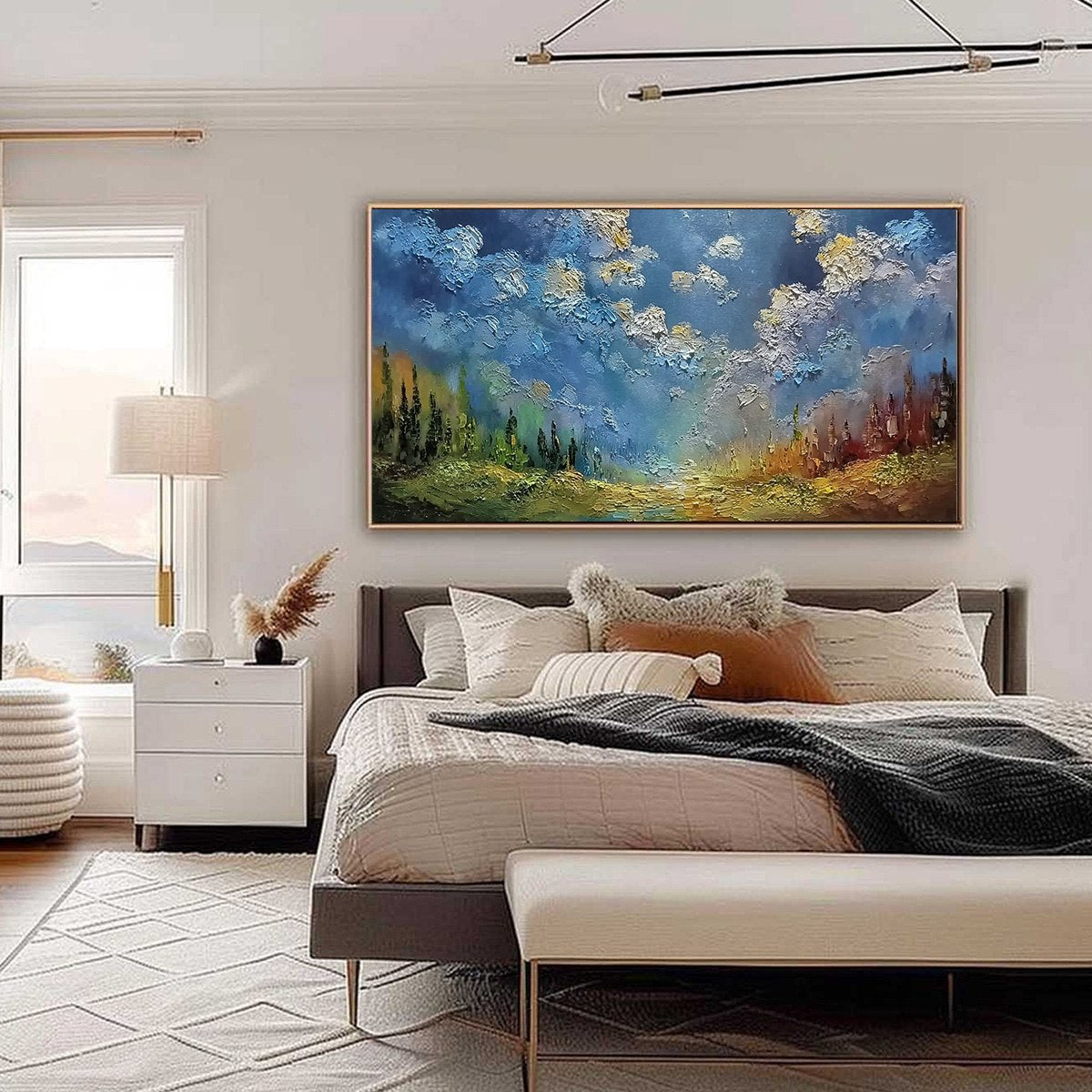 CELESTIAL DIVIDE: Textured Horizontal Impasto Landscape Oil Painting