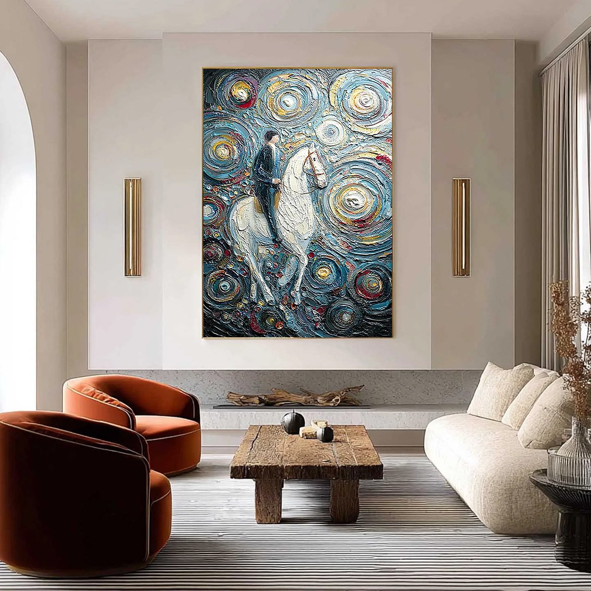 CELESTIAL JOURNEY: Textured Impasto Painting of a Rider