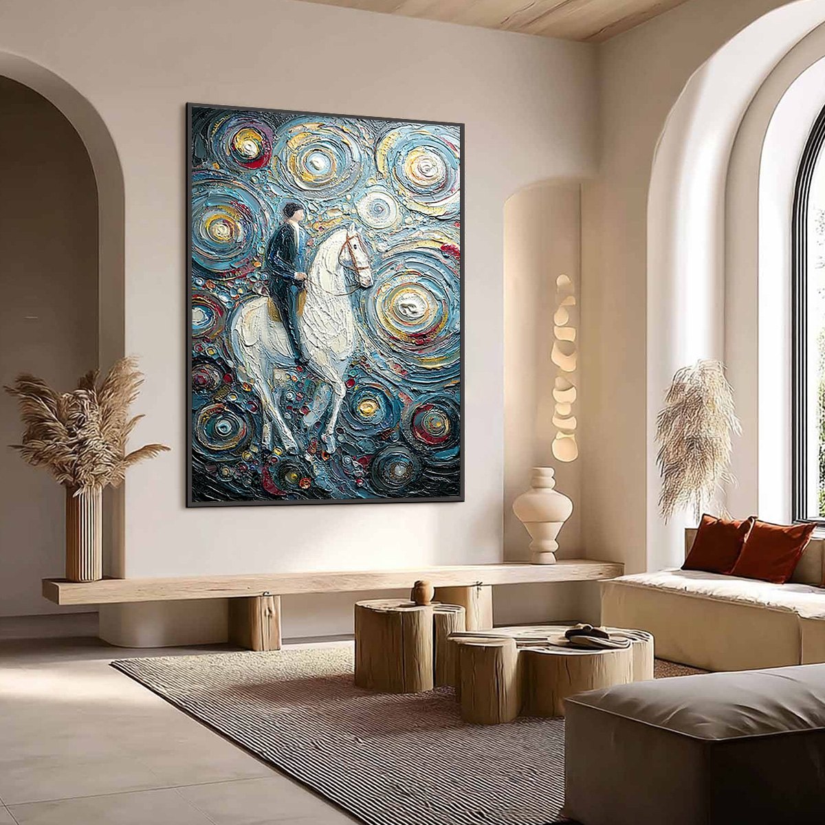 CELESTIAL JOURNEY: Textured Impasto Painting of a Rider