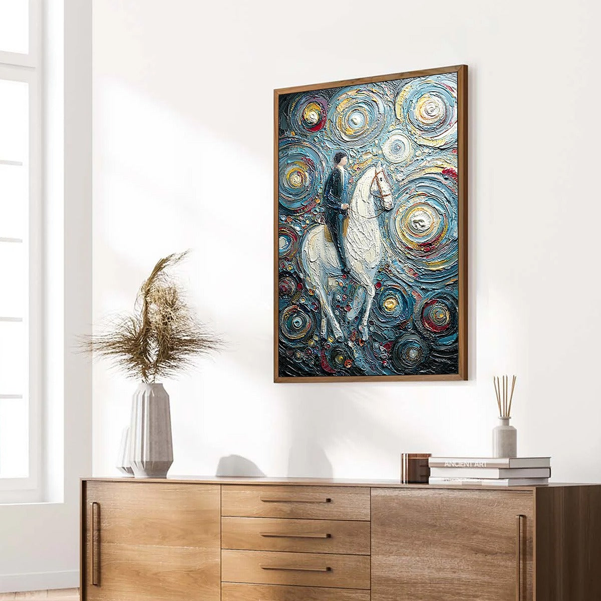 CELESTIAL JOURNEY: Textured Impasto Painting of a Rider