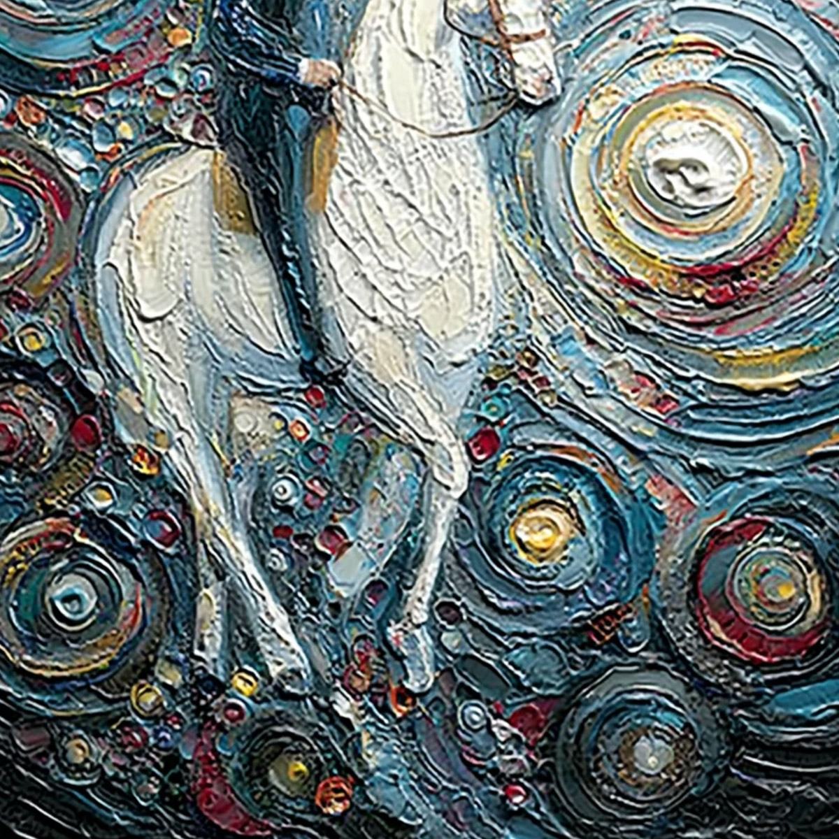 CELESTIAL JOURNEY: Textured Impasto Painting of a Rider