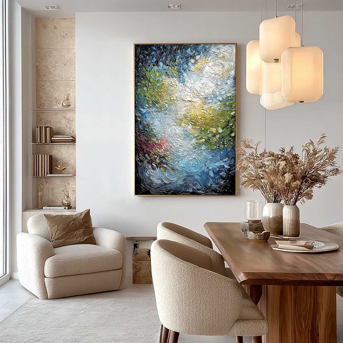 CELESTIAL POND: Heavily Textured Abstract Impasto Oil Painting