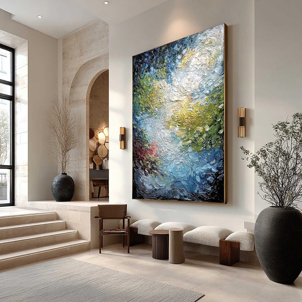 CELESTIAL POND: Heavily Textured Abstract Impasto Oil Painting