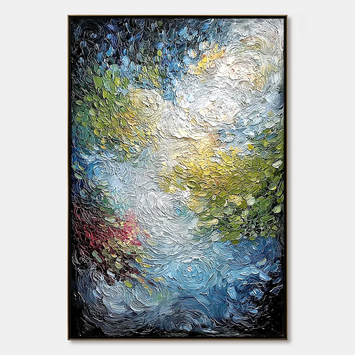 CELESTIAL POND: Heavily Textured Abstract Impasto Oil Painting