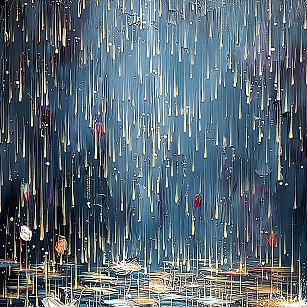 CELESTIAL POND: Textured Impasto Painting of Luminous Water Lilies