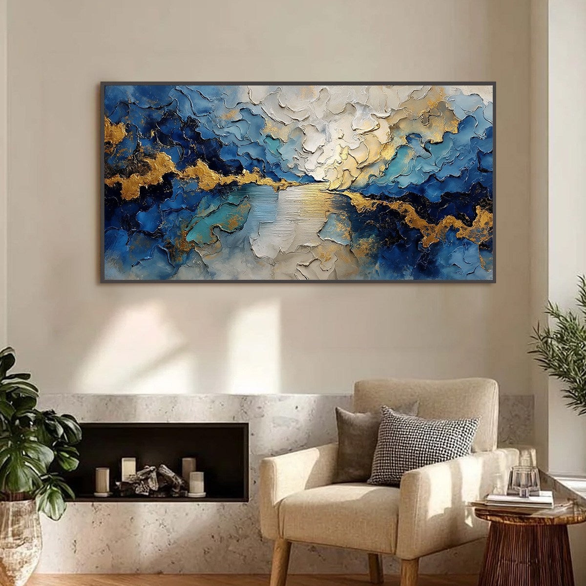 CELESTIAL SHORE: Heavily Textured Abstract Seascape Painting