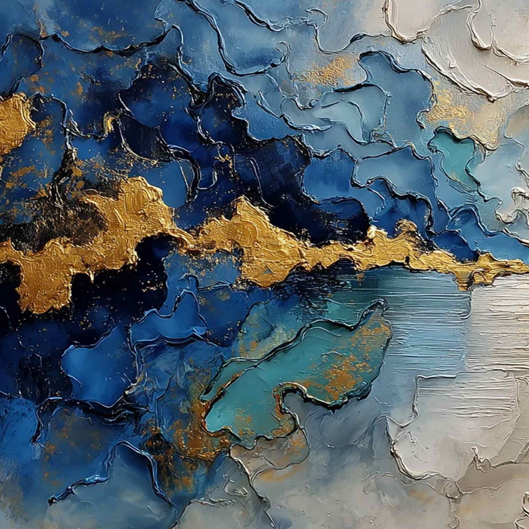 CELESTIAL SHORE: Heavily Textured Abstract Seascape Painting