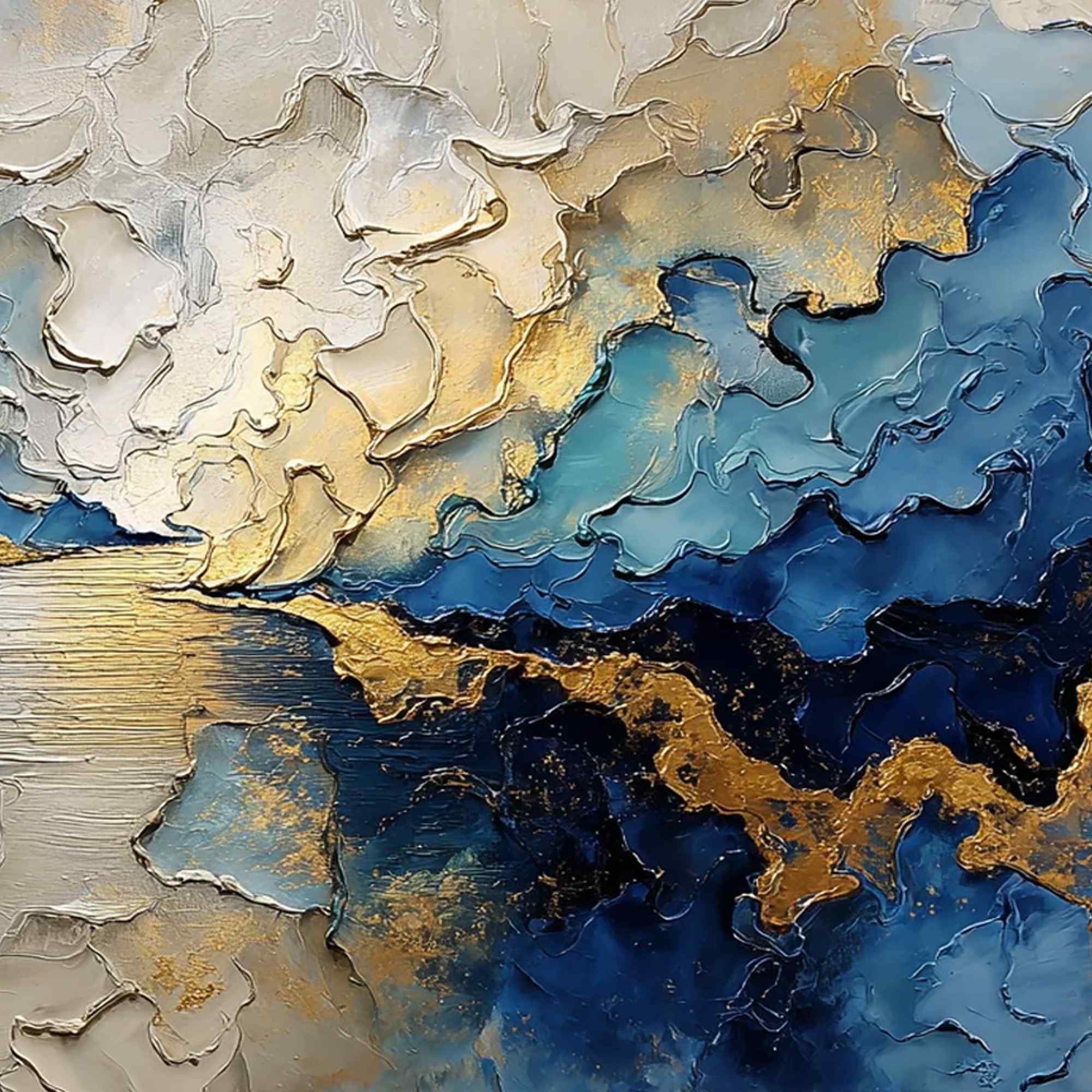 CELESTIAL SHORE: Heavily Textured Abstract Seascape Painting
