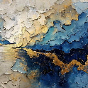 CELESTIAL SHORE: Heavily Textured Abstract Seascape Painting