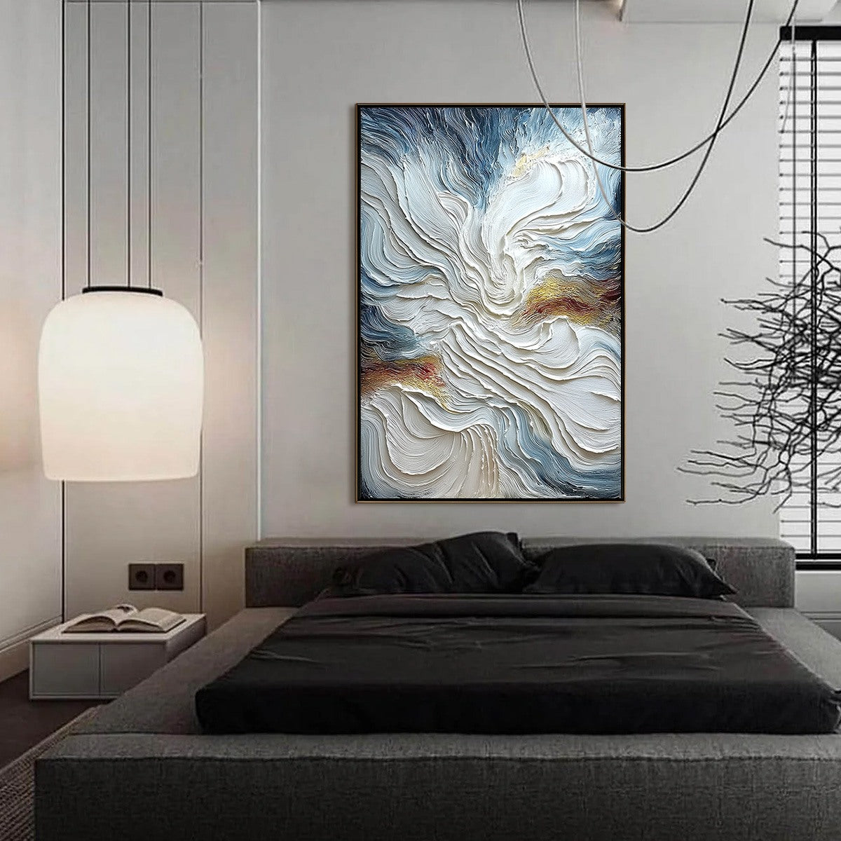 CELESTIAL TIDE: Heavily Textured Abstract Ocean Wave Oil Painting