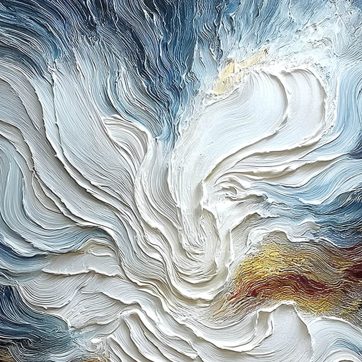 CELESTIAL TIDE: Heavily Textured Abstract Ocean Wave Oil Painting