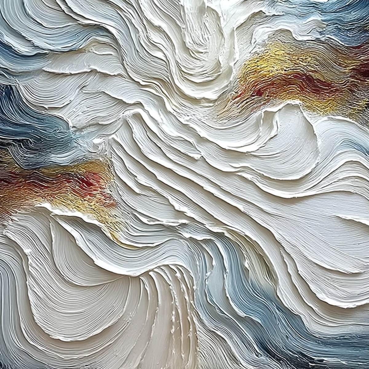 CELESTIAL TIDE: Heavily Textured Abstract Ocean Wave Oil Painting