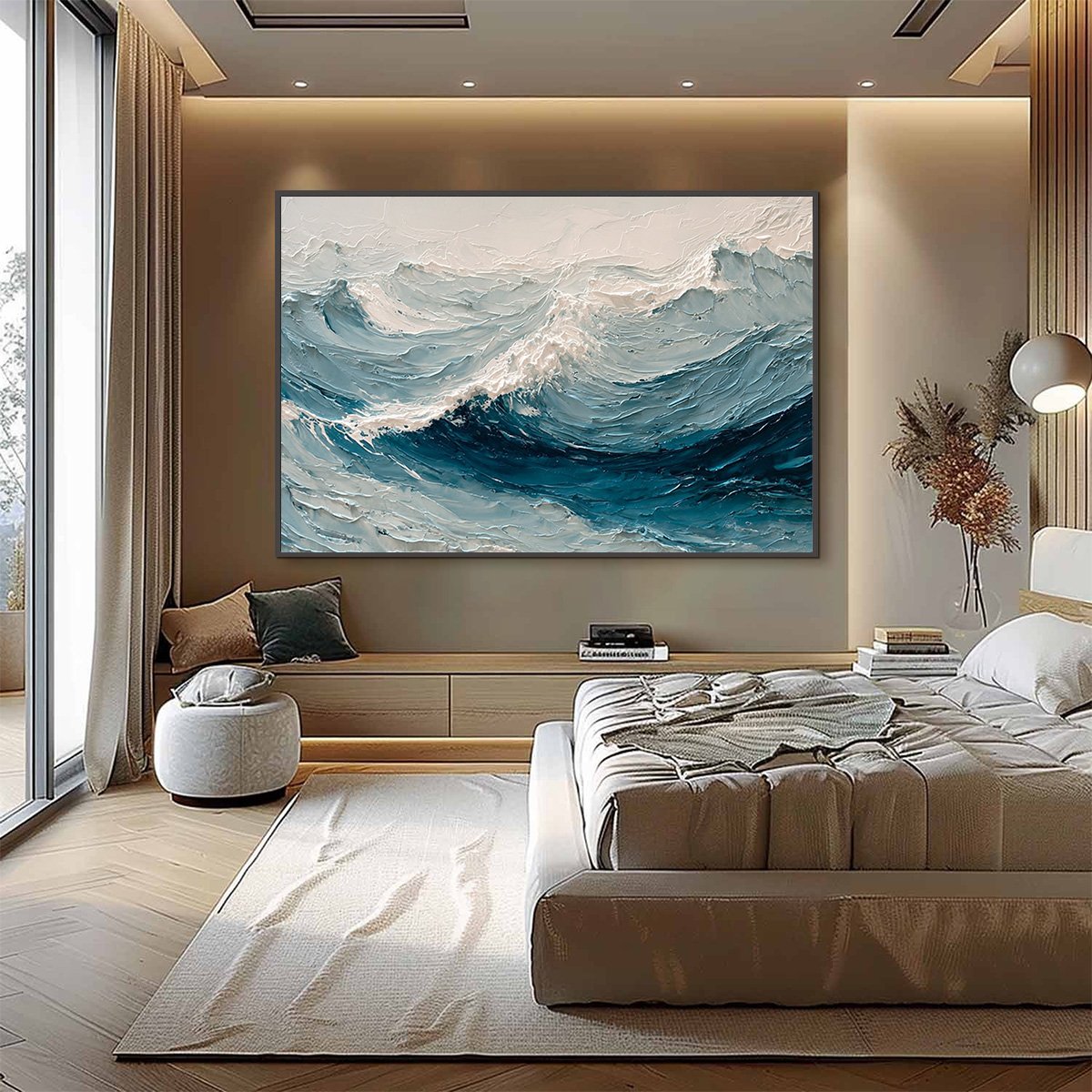 CELTIC SURGE: Textured Impasto Ocean Wave Wall Art