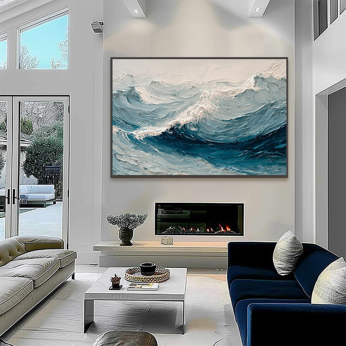 CELTIC SURGE: Textured Impasto Ocean Wave Wall Art