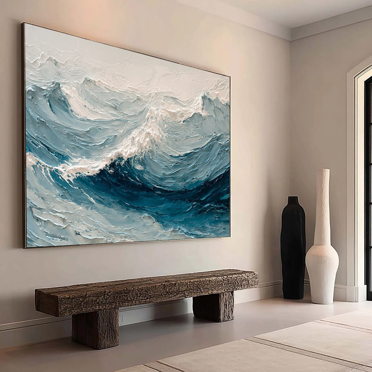 CELTIC SURGE: Textured Impasto Ocean Wave Wall Art