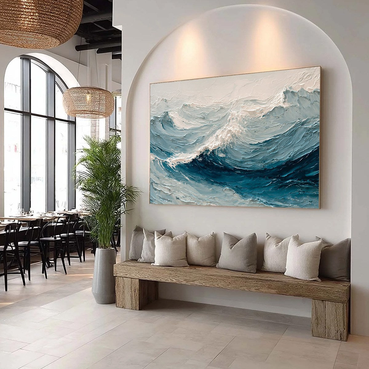 CELTIC SURGE: Textured Impasto Ocean Wave Wall Art