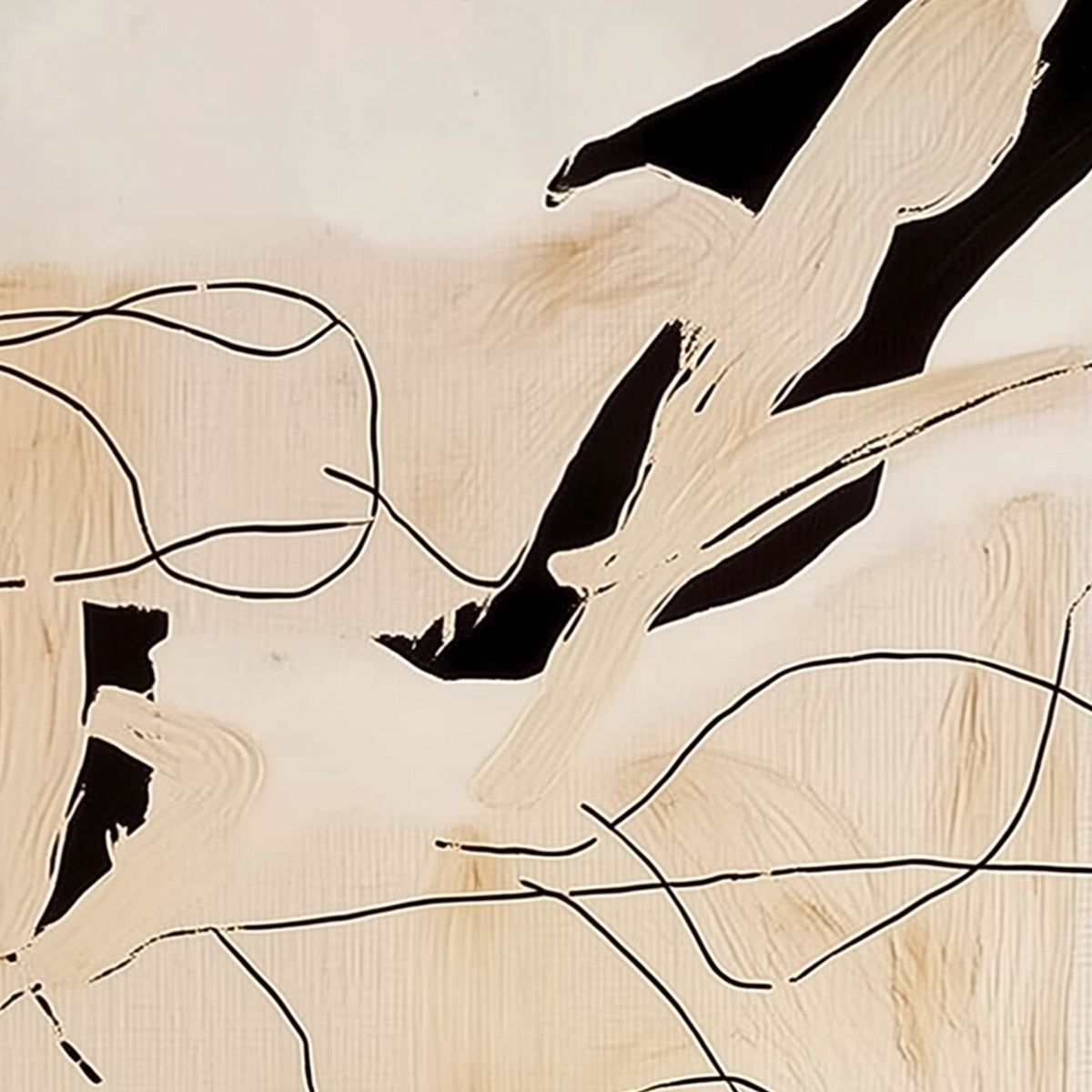CHOREOGRAPHY | Black and Beige Abstract Oil Painting for Wall