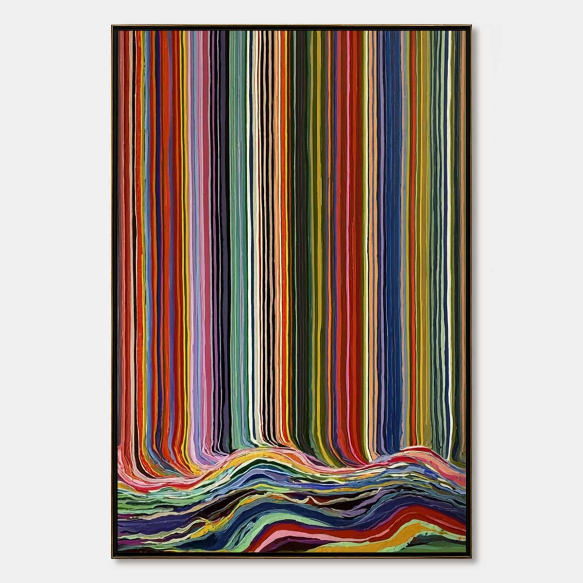 CHROMATIC CASCADE: Colorful Vertical Abstract Painting with Flowing Lines