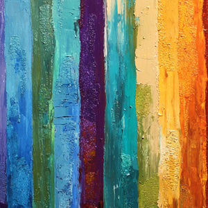 CHROMATIC CASCADE: Large Colorful Abstract Impasto Oil Painting