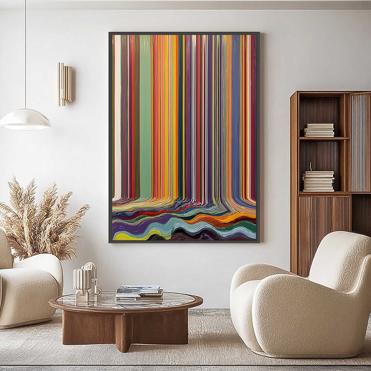 CHROMATIC CASCADE: Vibrant Textured Vertical Abstract Color Painting