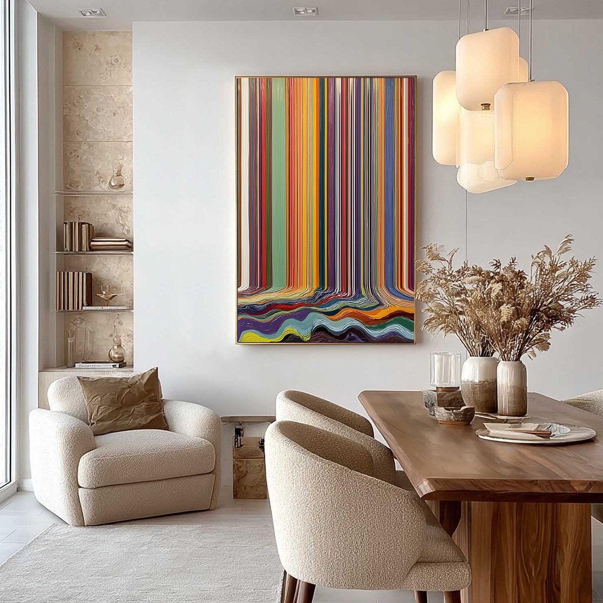 CHROMATIC CASCADE: Vibrant Textured Vertical Abstract Color Painting
