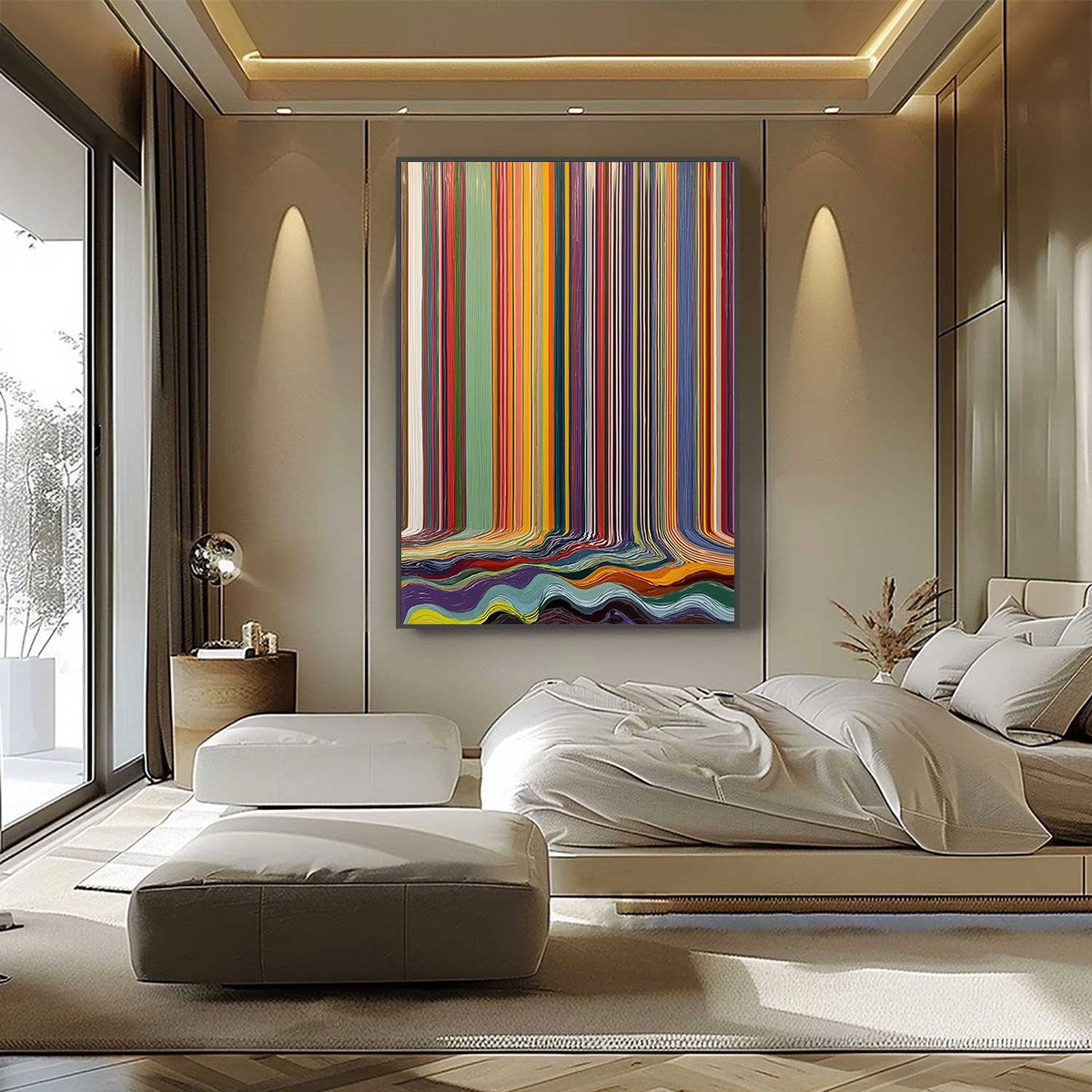 CHROMATIC CASCADE: Vibrant Textured Vertical Abstract Color Painting