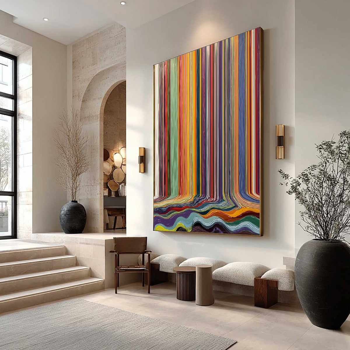 CHROMATIC CASCADE: Vibrant Textured Vertical Abstract Color Painting