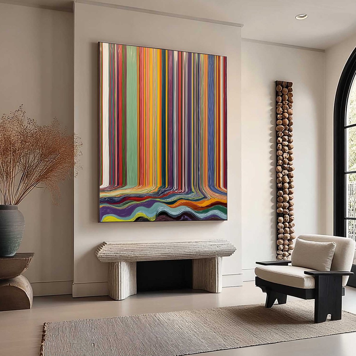 CHROMATIC CASCADE: Vibrant Textured Vertical Abstract Color Painting