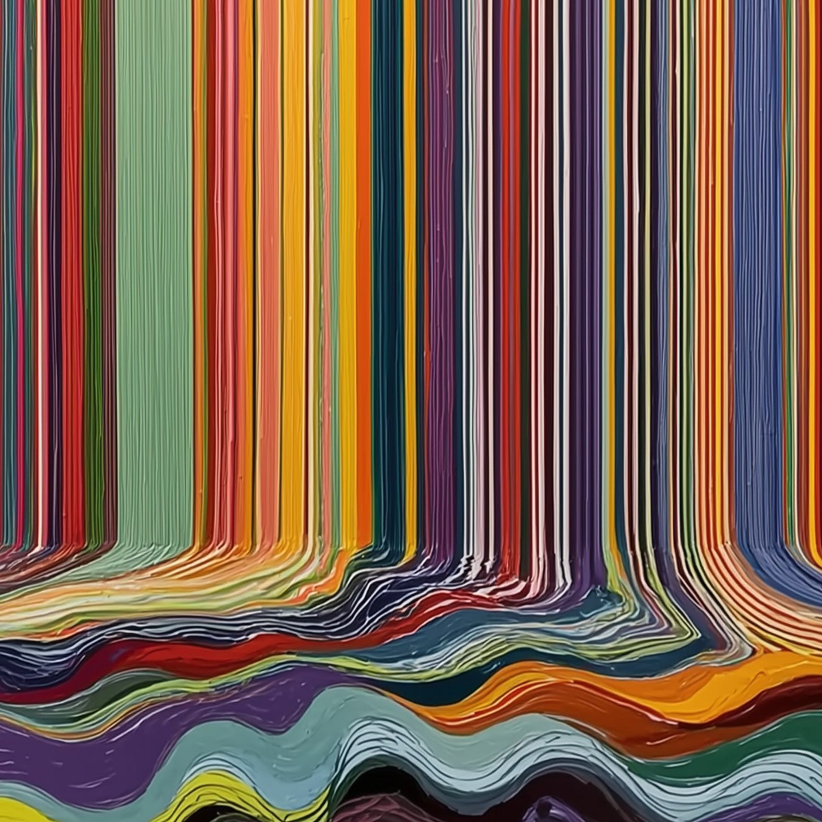CHROMATIC CASCADE: Vibrant Textured Vertical Abstract Color Painting