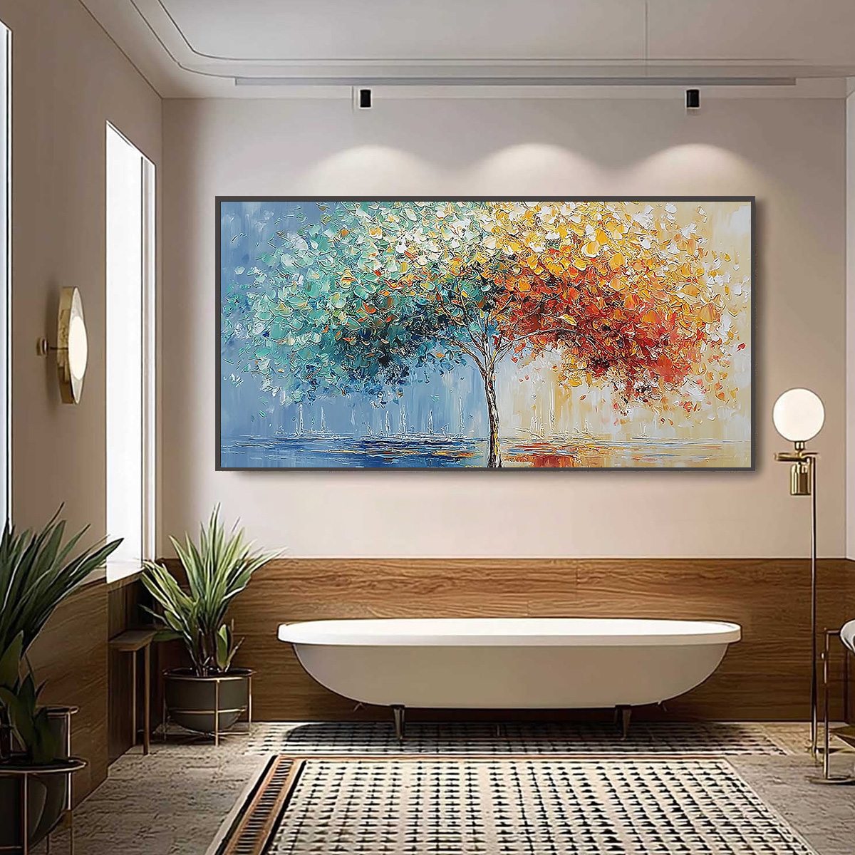 CHROMATIC EMBRACE: Heavily Textured Palette Knife Tree Landscape Painting