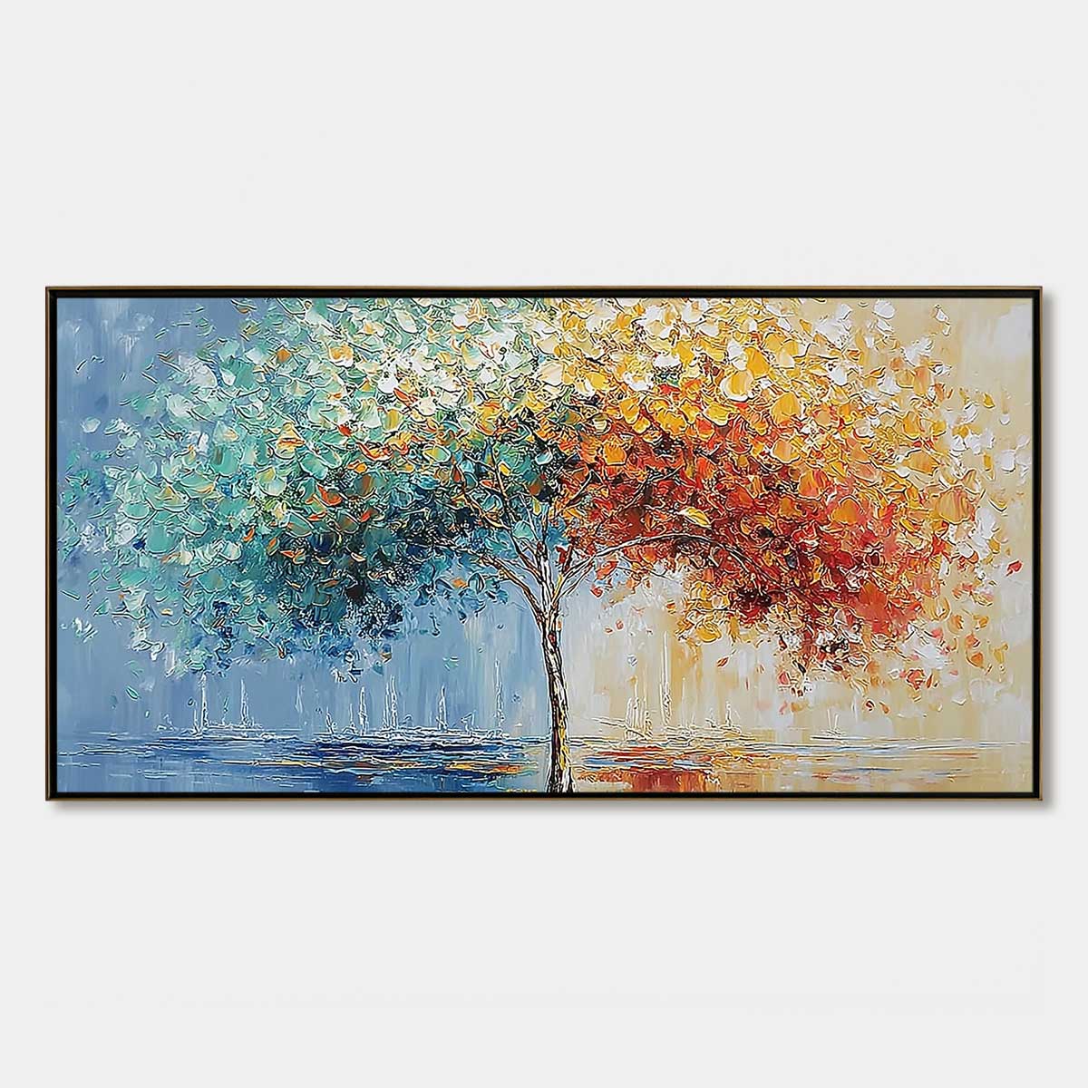 CHROMATIC EMBRACE: Heavily Textured Palette Knife Tree Landscape Painting