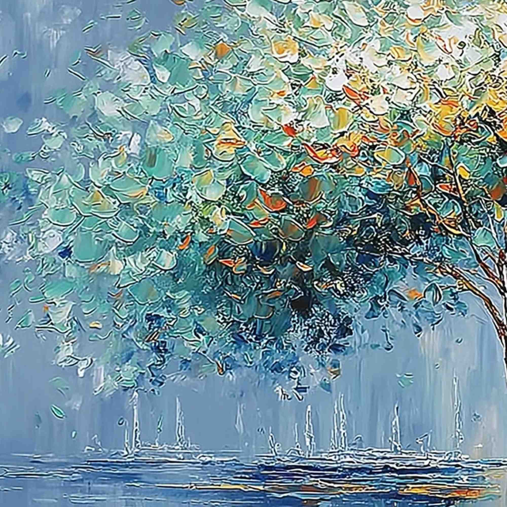 CHROMATIC EMBRACE: Heavily Textured Palette Knife Tree Landscape Painting