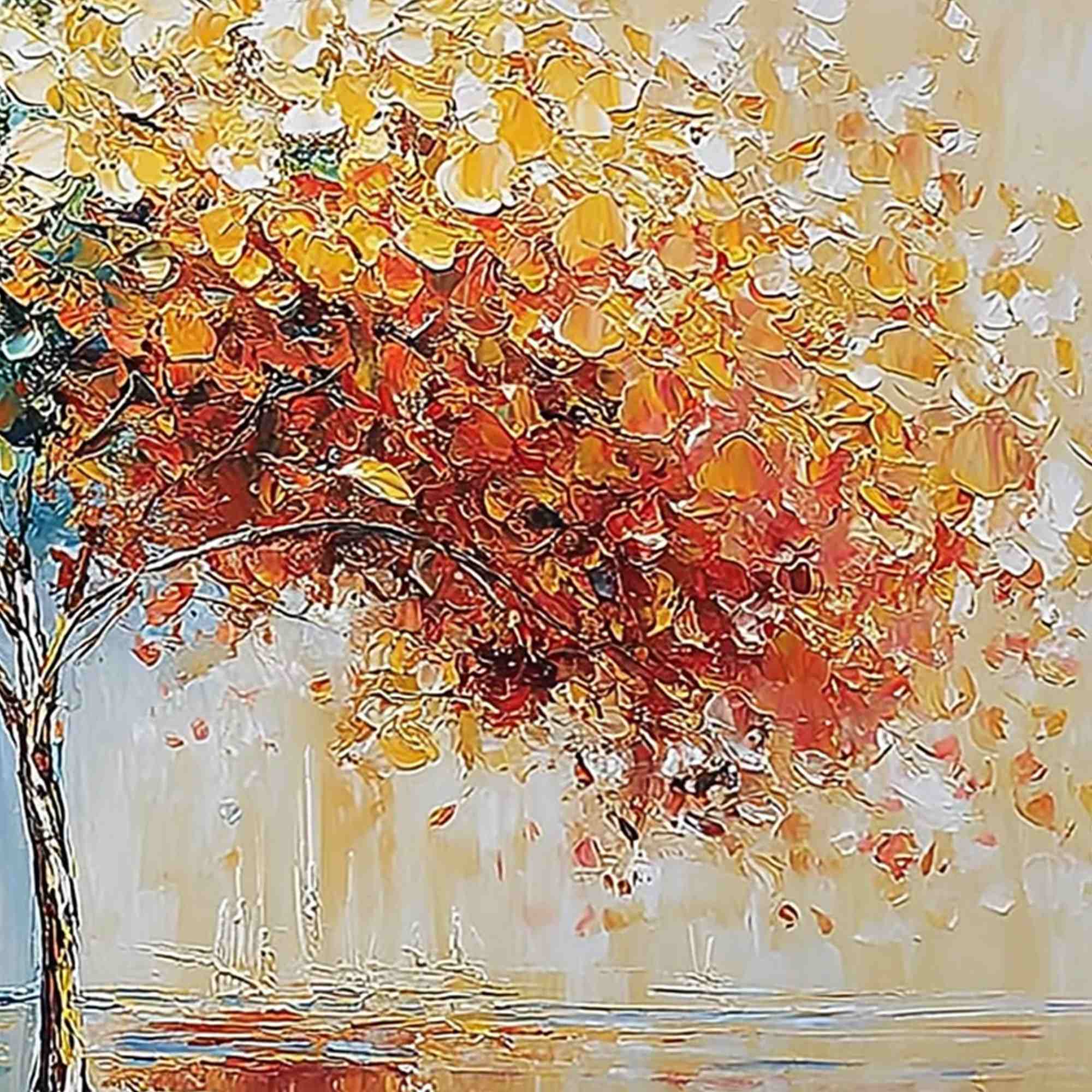 CHROMATIC EMBRACE: Heavily Textured Palette Knife Tree Landscape Painting