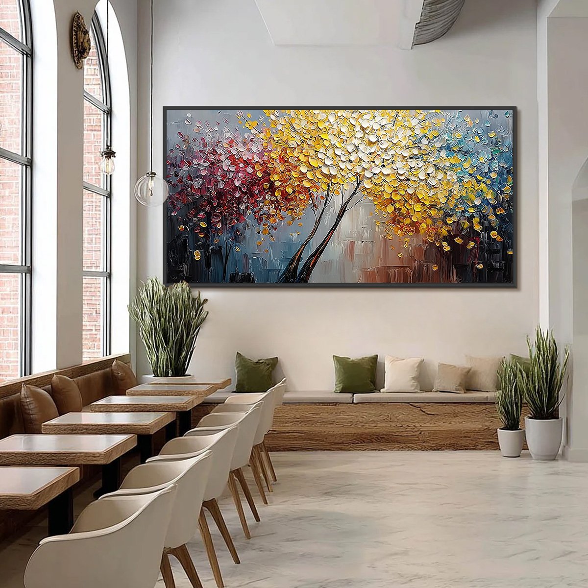 CHROMATIC EMBRACE: Textured Palette Knife Tree Painting, Colorful Impasto Wall Art