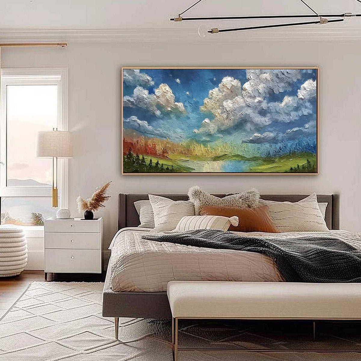 CHROMATIC HORIZON: Large Textured Abstract Cityscape Landscape Painting