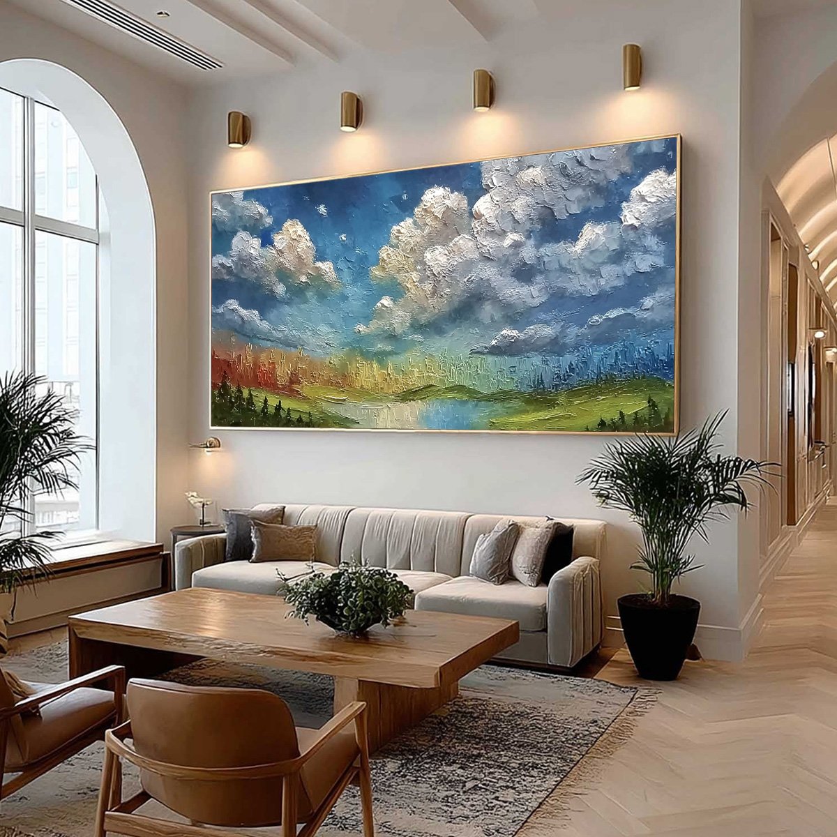 CHROMATIC HORIZON: Large Textured Abstract Cityscape Landscape Painting