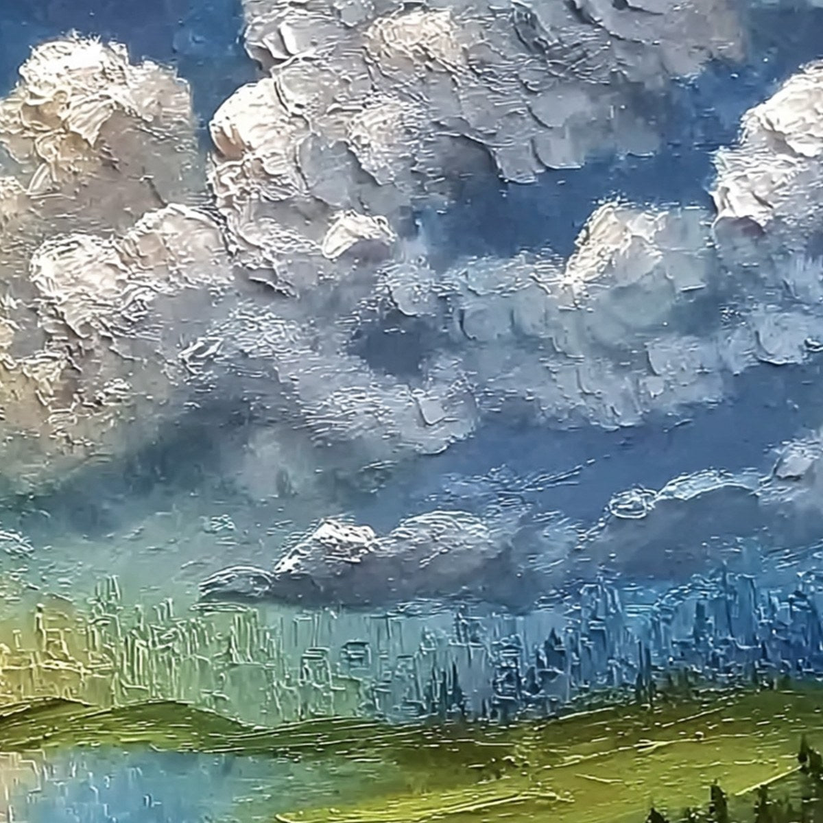 CHROMATIC HORIZON: Large Textured Abstract Cityscape Landscape Painting